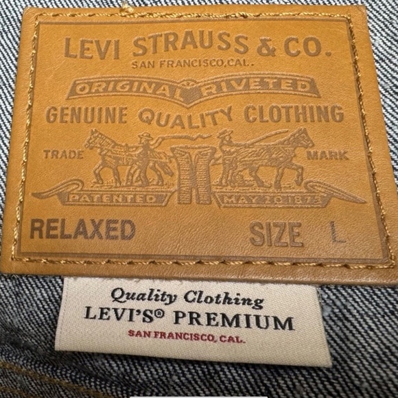 LEVI'S Levi Levis Strauss Premium Men Tucker Jacket Dark Blue Rinse Denim L $128 - Picture 4 of 7
